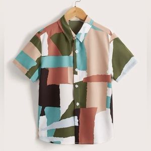 Boy Size 8 Colorblock Button Down Shirt